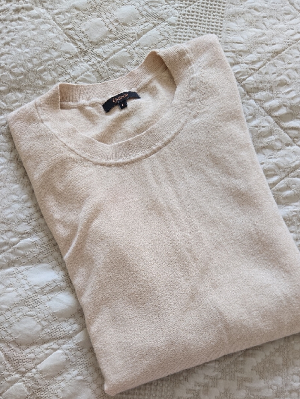 Quince Neutral Crewneck Sweater Cotton Blend Normcore Quiet Luxury Large - Picture 5 of 5